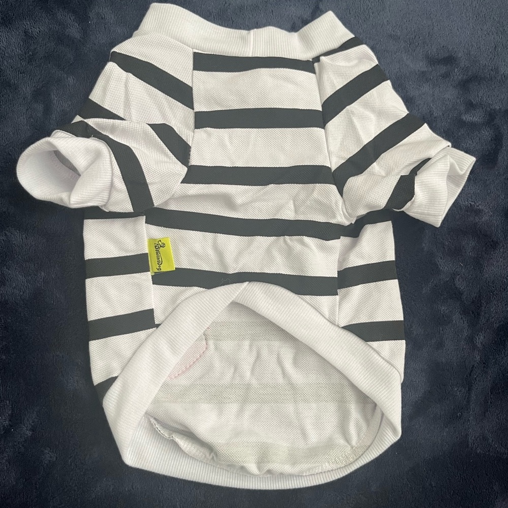 94# Fun Striped Dog Shirt with Heart Patch - Picture 6 of 7